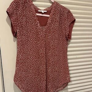 Fun 2 Fun Maroon and White Patterned Blouse